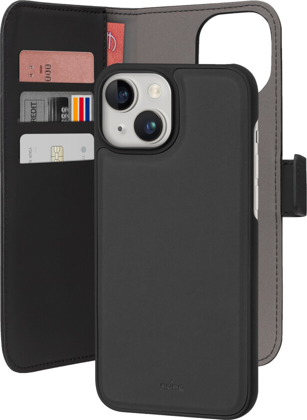 2-I-1 Magnetisk Lommebok-Deksel Iphone 15 Svart