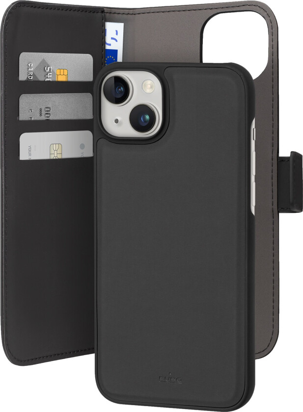 2-I-1 Magnetisk Lommebok-Deksel Iphone 15 Plus Svart