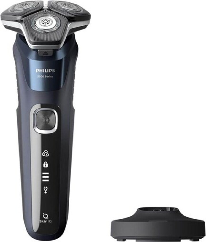 SHAVER Series 5000 S5885/25 Wet & Dry elektrisk barbermaskin, Roterende hode, SkinIQ, Blå, Batteri, Lithium-Ion (Li-Ion), Innebygd batteri