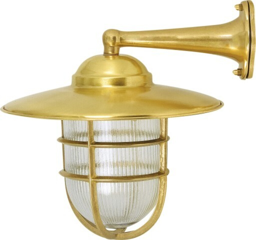 773 Vegglampe med riflet stabilt glass messing IP44