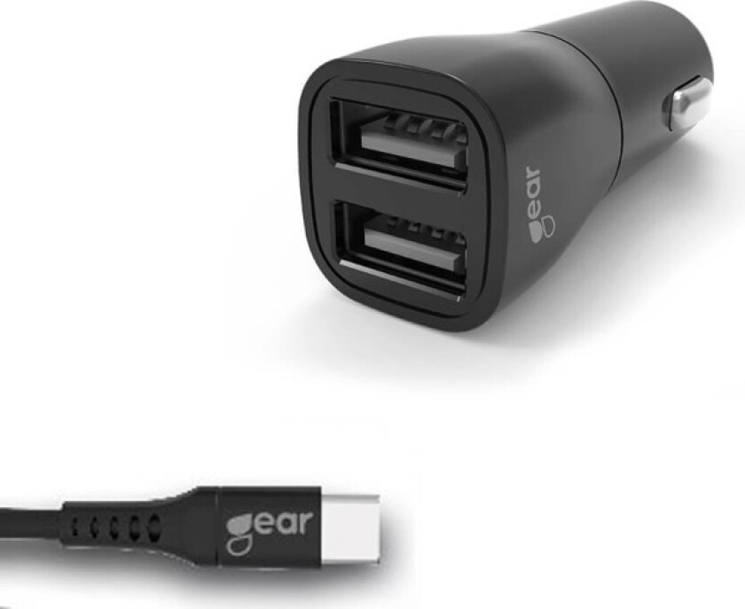 665092 Lader 12-24V 2xUSB, 3.4A, svart, 1 m