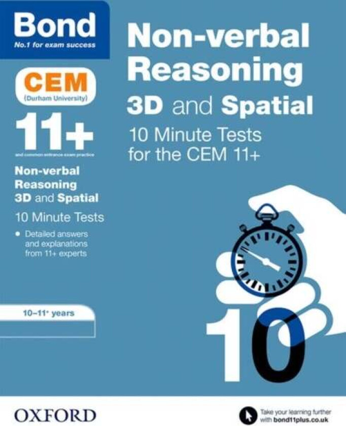 Bond 11+: CEM 3D Non-Verbal Reasoning 10 Minute Tests: Ready for the 2024 exam av Lynn Adams