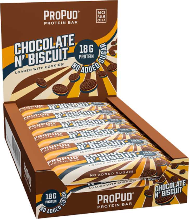 12 x ProPud Protein Bar, 55 g, Chocolate N' Biscuit