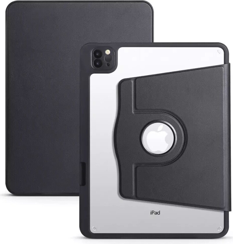 iPad Pro 12.9" (2022 / 2021 / 2020 / 2018) Hybrid Flip Deksel - Svart / Gjennomsiktig