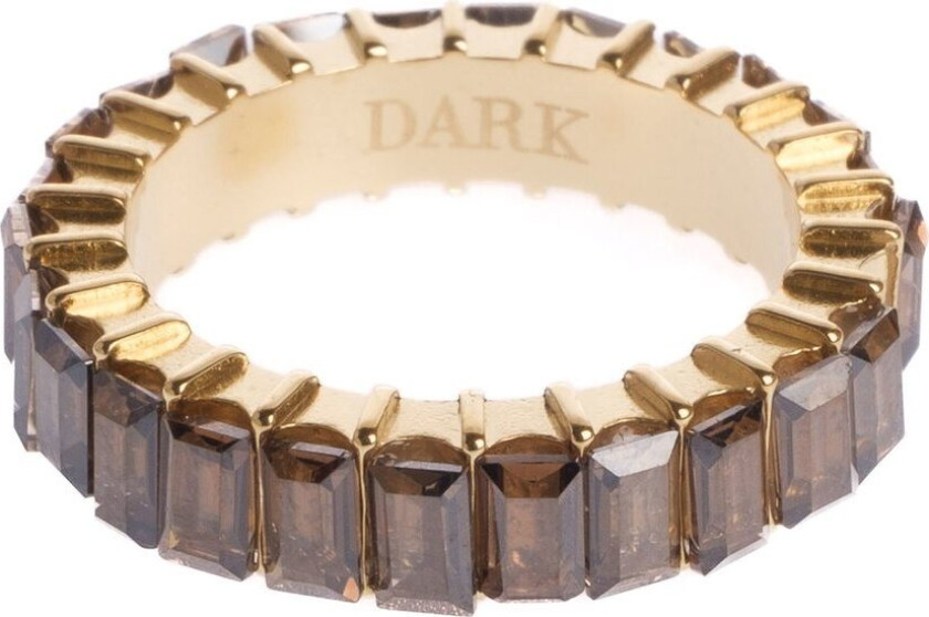 DARK Baguette Crystal Ring Soft Brown Size 3