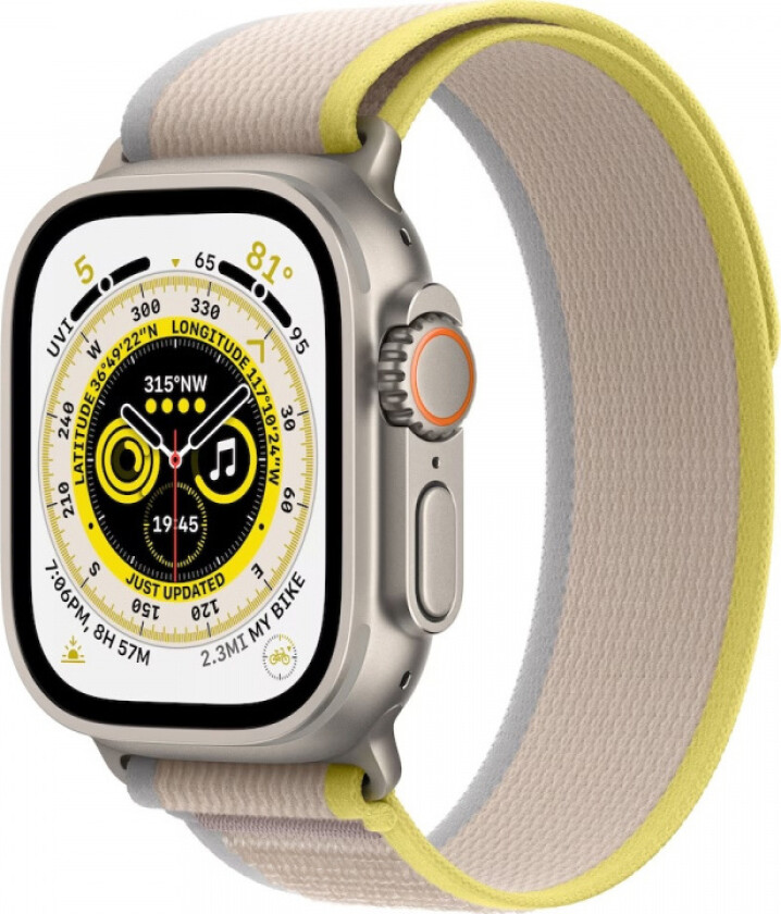 Watch Ultra GPS + Cellular, 49mm Titanium Case with Yellow/Beige Trail Loop - M/L