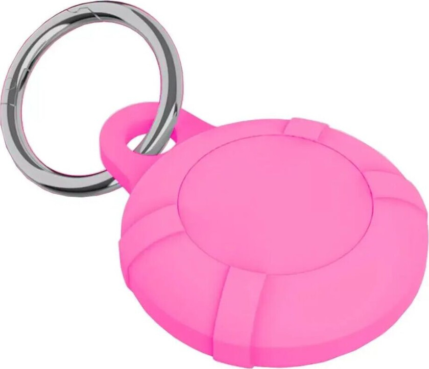 AirTag Silikonetui med Nøkkelring - Neon Rosa