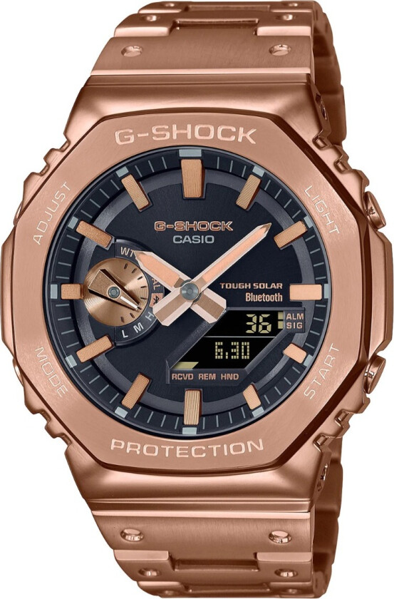 G-Shock CasiOak Full Metal GM-B2100GD-5AER - Anadigi - Rosegull - Herreklokker - Rustfritt stål - ledd m/pin - Mineral