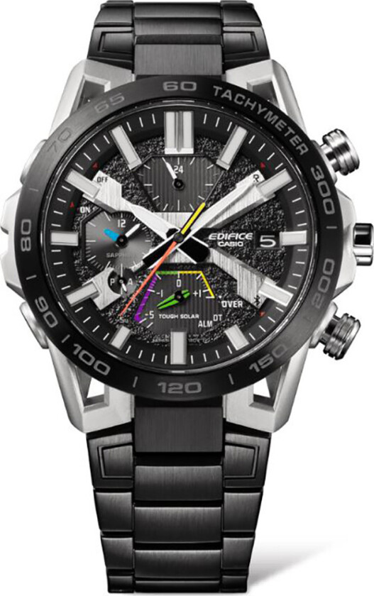 Edifice EQB-2000DC-1AER - Kvarts - Sølv - Herreklokker - Rustfritt stål - ledd m/pin - Safir
