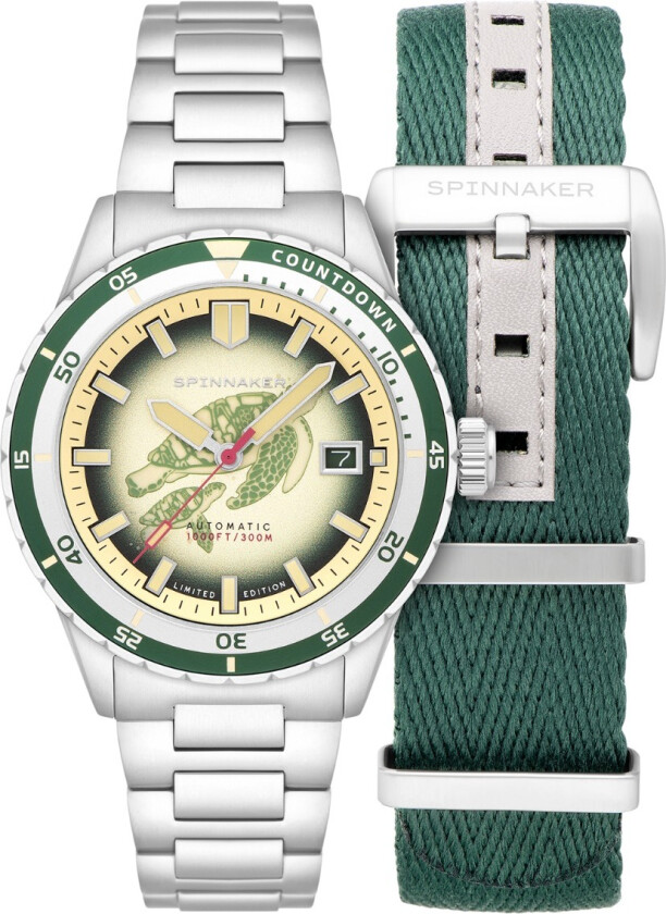 Hass MCS Automatic Limited Edition Turtle Green SP-5123-11 - Automatisk - Sølv - Herreklokker - Rustfritt stål - ledd m/pin - Safir