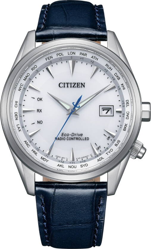 Eco-Drive Radio Controlled CB0270-10A - Kvarts - Sølv - Herreklokker - Skinn - Safir