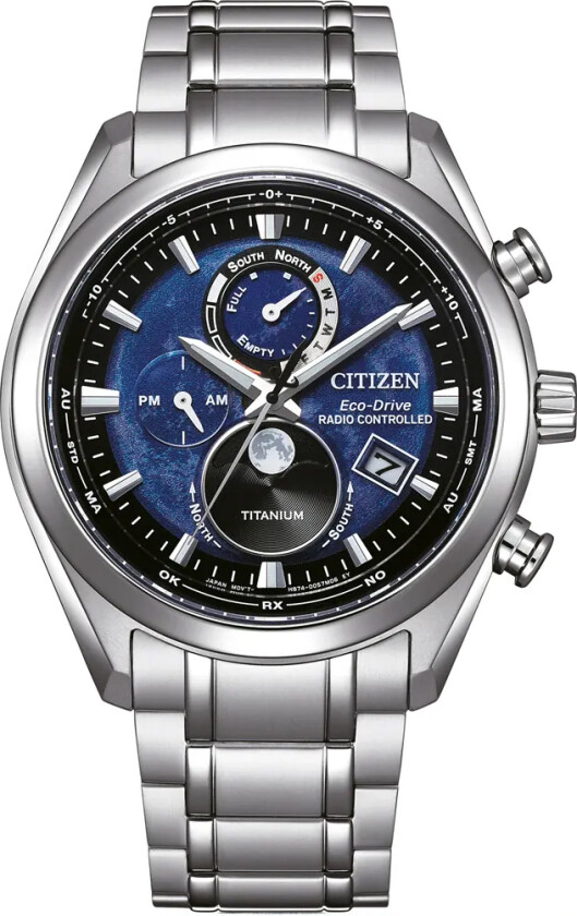 Super Titanium Radio Controlled Moonphase BY1010-81L - Kvarts - Sølv - Herreklokker - Titanium - Safir
