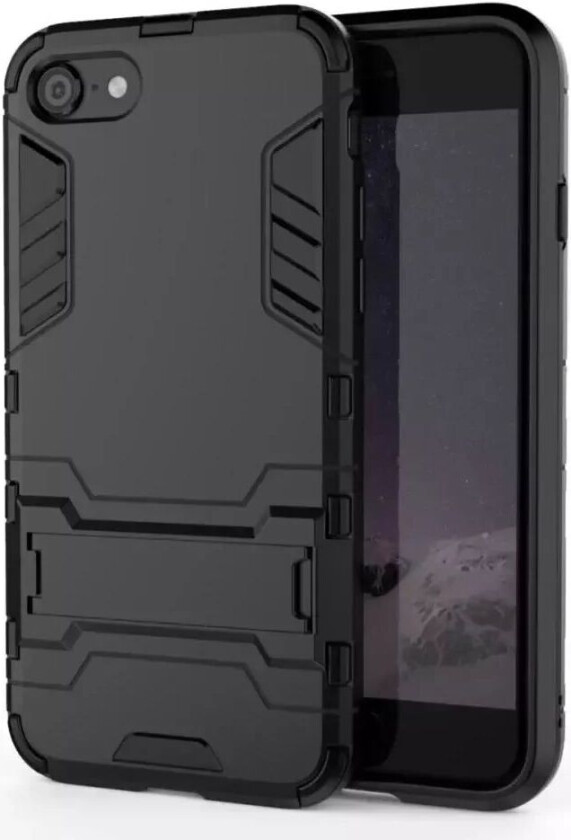 iPhone SE (2022 / 2020) / 8 / 7 Hybrid Håndverker Deksel med Stativfunksjon - Svart