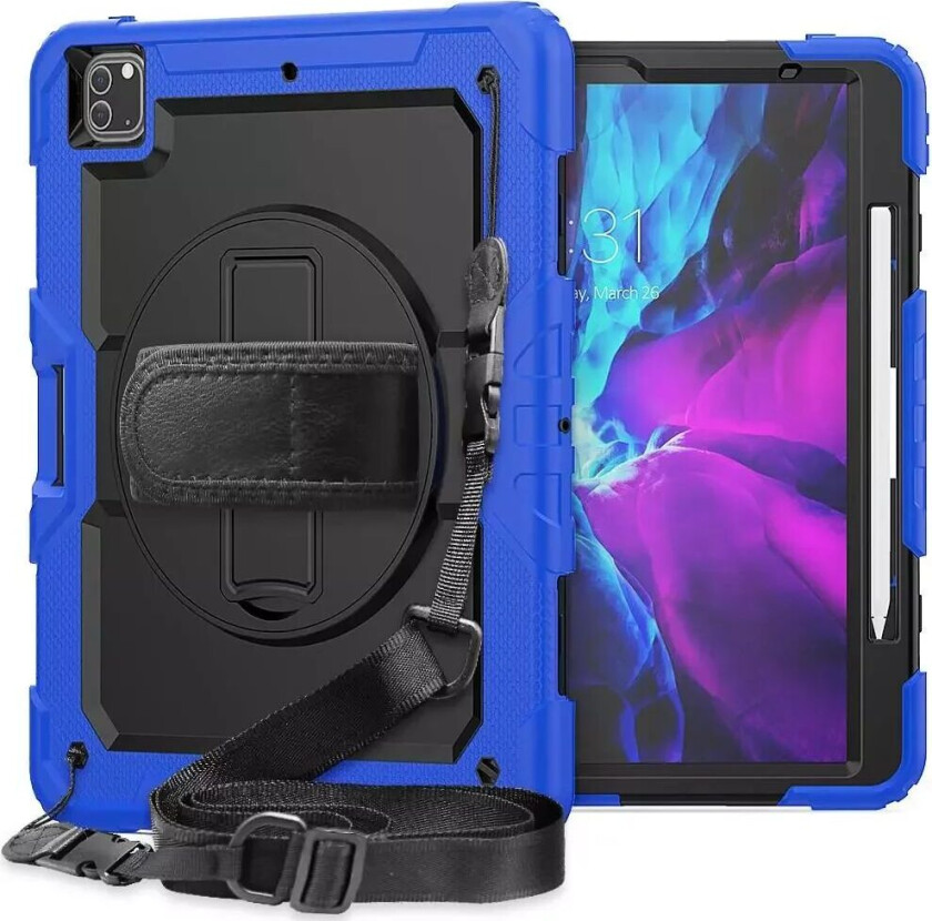 iPad Pro 12.9" (2022 / 2021 / 2020 / 2018) Håndverker Deksel med Skjermfilm - Blå