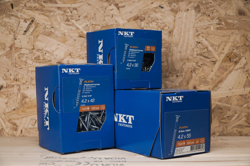 Spånpladeskrue NKT PLATA®+, El. Galv 4,8 x 75 - 250 stk