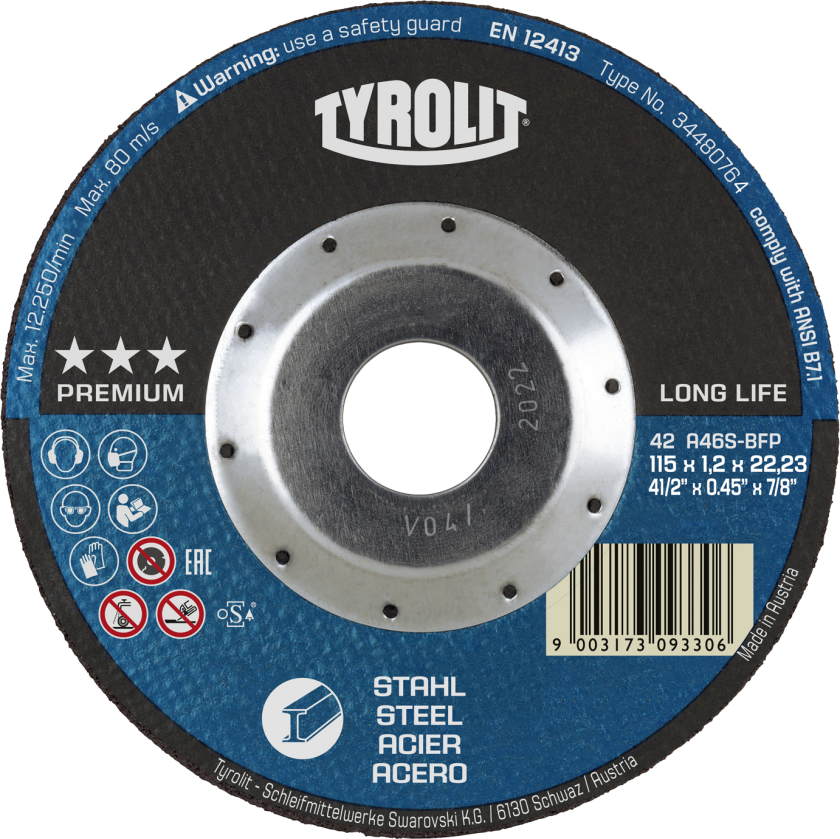 Skæreskive Prem. Longlife DCP 42 ø115Ã1,2 A46S-BFP
