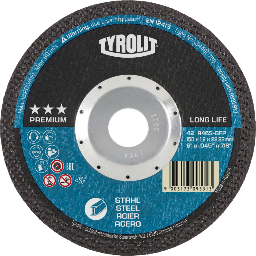 Skæreskive Prem. Longlife DCP 42 ø150Ã1,2 A46S-BFP