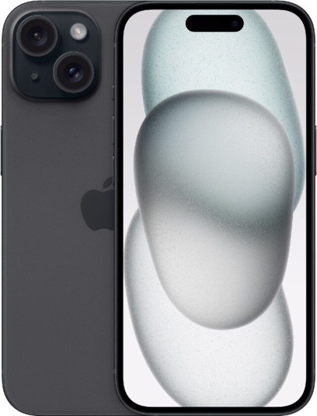 iPhone 15 - 5G smartphone - dobbelt-SIM / Internminne 256 GB - OLED-display - 6.1 - 2556 x 1179 piksler - 2x bakkameraer 48 MP, 12 MP - front camera 12 MP - svart