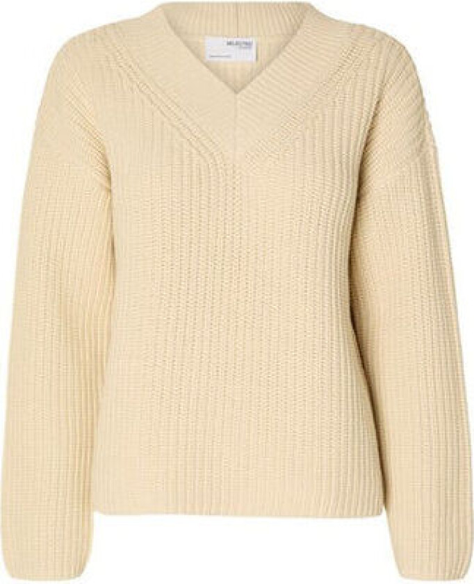 Selma Ls Knit V-Neck - Birch XS