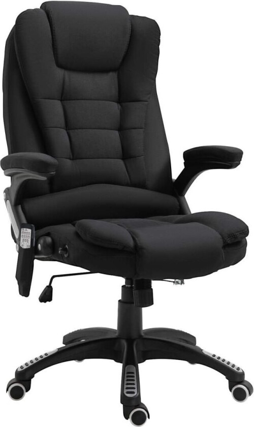 kontorstol gamingstol massasjefunksjon høydejusterbar svart 67x74x116-126cm