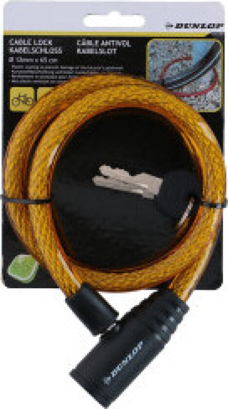 Dunlop - Sykkellås med spiralnøkkel 65 cm