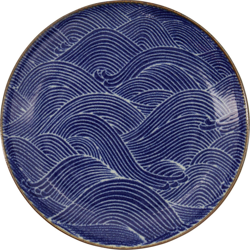 Seigaiha Blue tallerken, 21.5