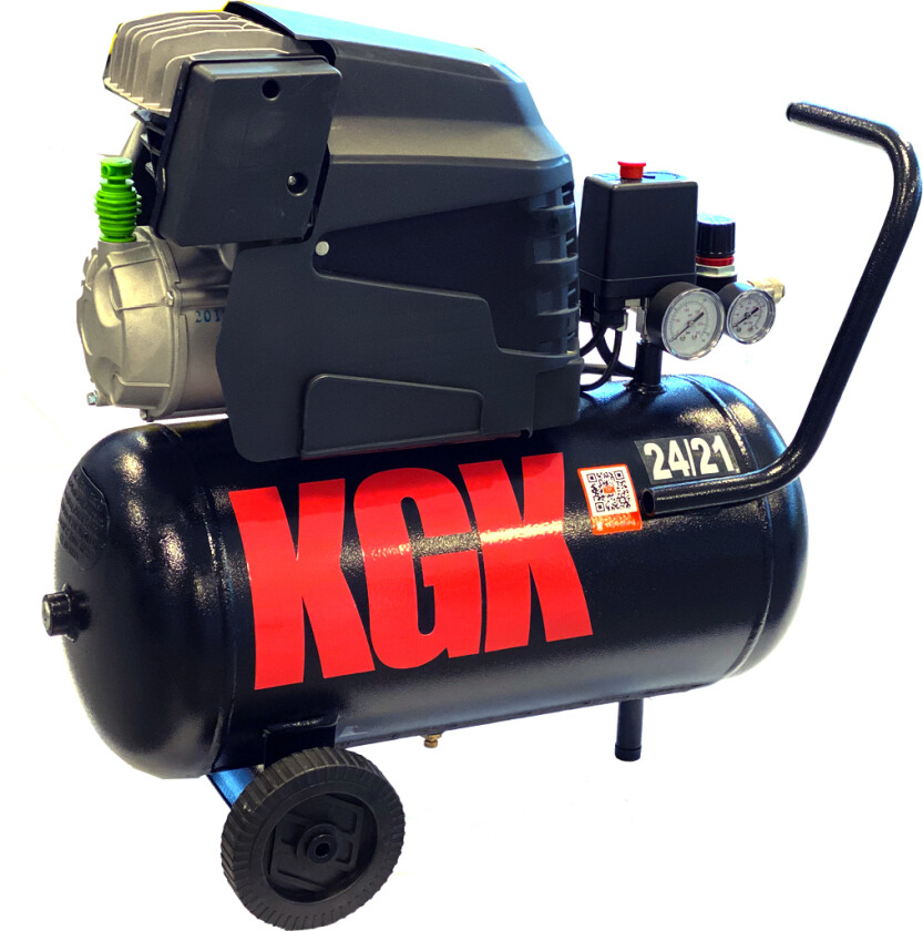 Kompressor 10 bar, 2,0 hk, 24 liter tank, oliesmurt 165L/min.