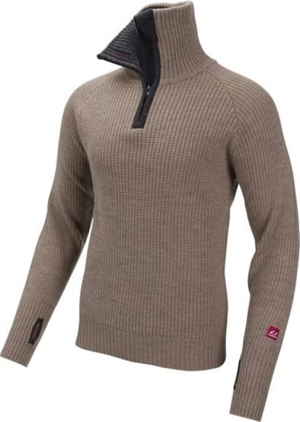 Rav Sweater w/Zip Unisex Sand/Charcoal Melange/Fig