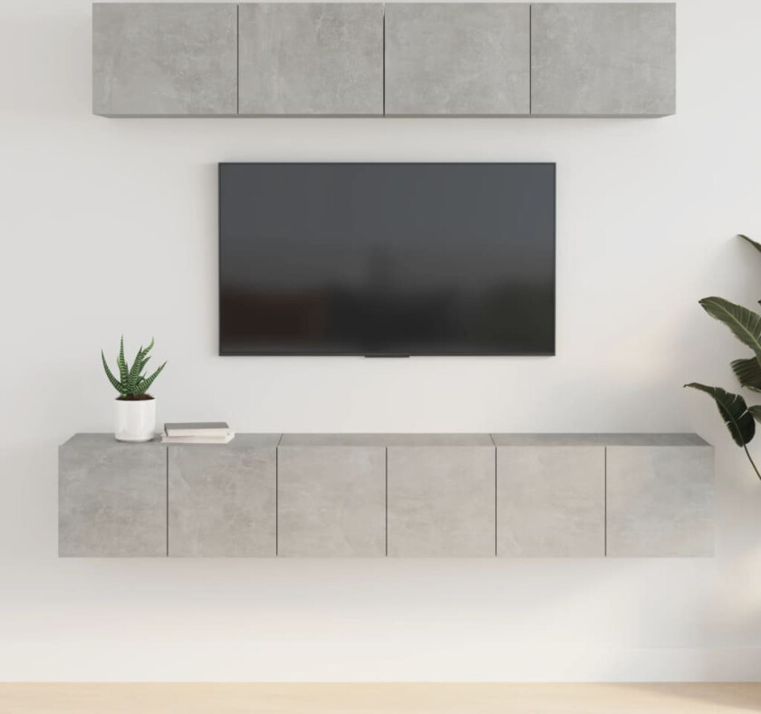 TV-skapsett 5 deler betonggrå konstruert tre