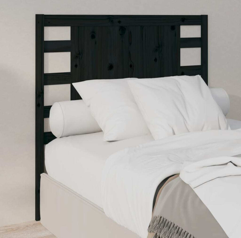 Sengegavl svart 106x4x100 cm heltre furu