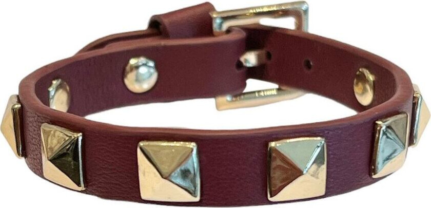 Leather Stud Bracelet Maroon