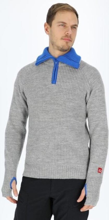 Rav Sweater w/Zip Unisex Grey Melange/Skydiver/Charcoal