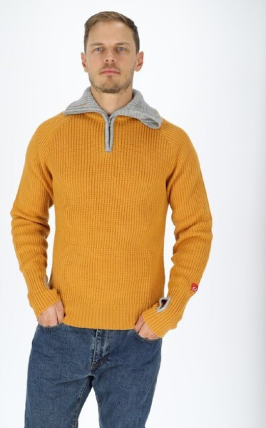 Rav Sweater w/Zip Unisex Spruce Yellow/Grey Melange