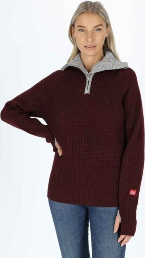 Rav Sweater w/Zip Unisex, XS, Fig/Grey Melange