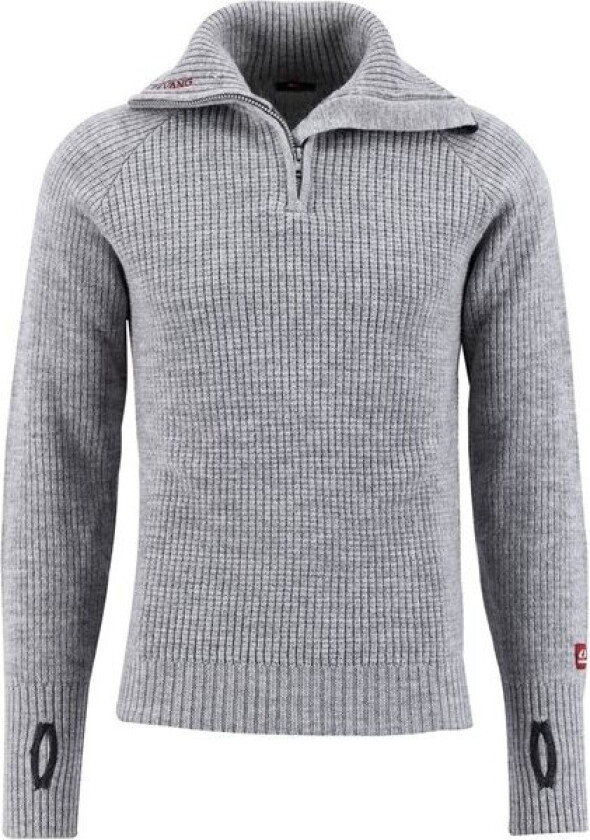 Rav Sweater w/Zip Unisex, S, Grey Melange