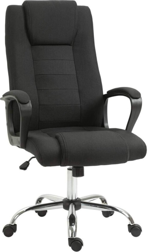 Kontorstol Datamaskinstol Med Vippefunksjon Nakkestøtte Ergonomisk Dreibar Høydejusterbar Lin Touch Svart 62 X 62 X 110-119 Cm