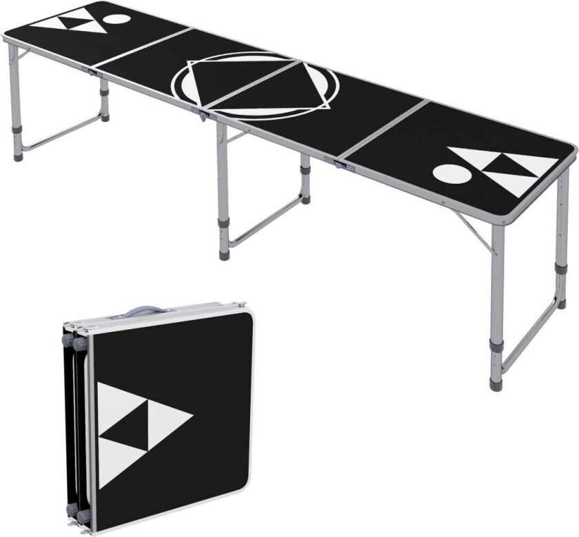 Beer Pong Bord Sammenleggbart Campingbord 240 X 60 Cm Sammenleggbart Bord Høydejusterbart Reisebord For Hage, Balkong, Aluminium