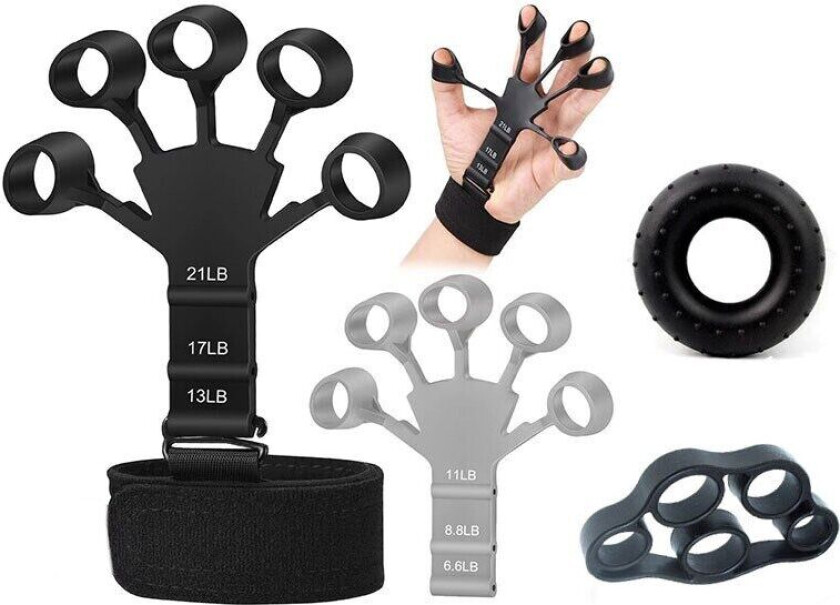 Justerbar fingertrener, håndgrepsforsterker 4-delt