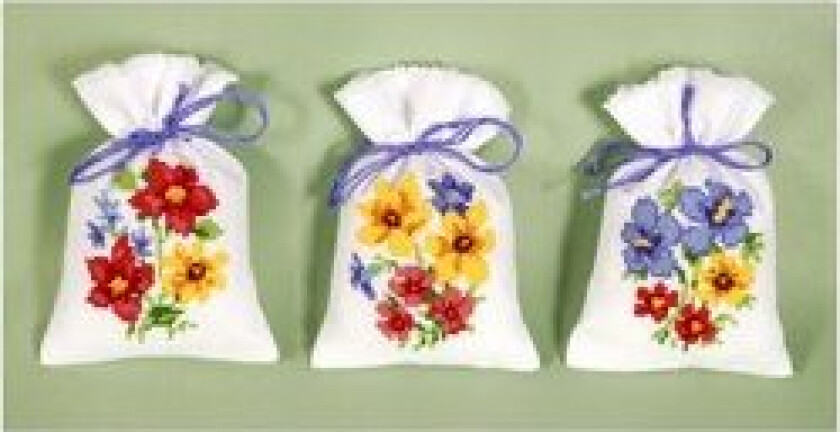 Broderipakke Duftposer Blomster 3-pk