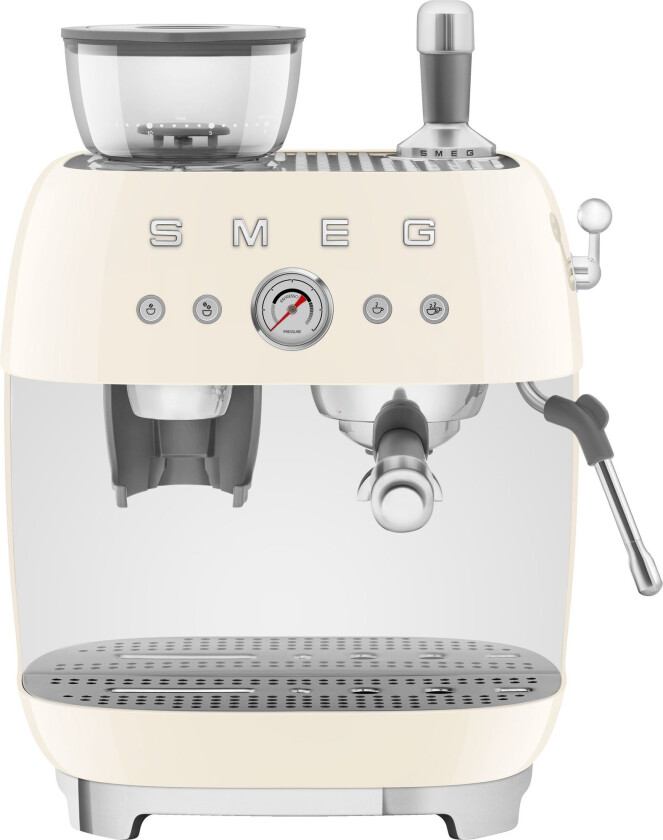 SMEG 50's Style espressomaskin med kaffekvern Créme hvit