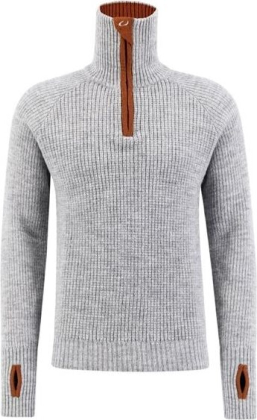 Rav Sweater w/Zip Unisex Grey Melange/Arabian Spice