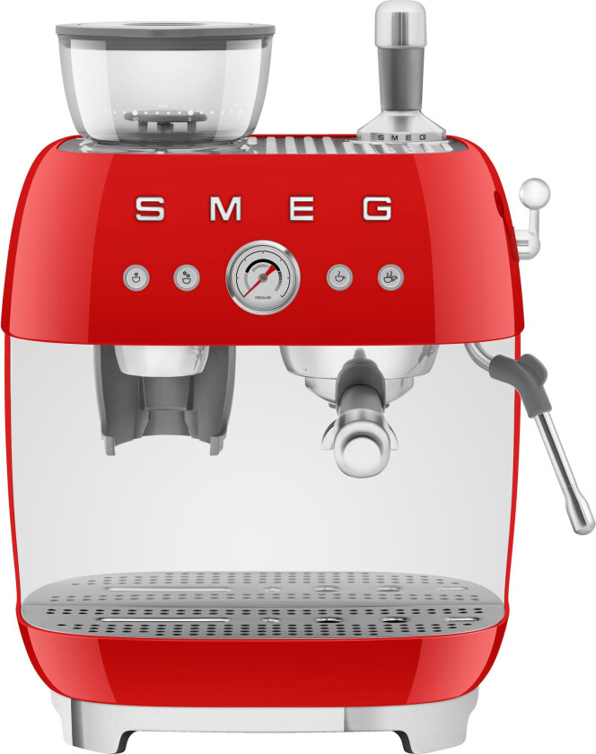 SMEG 50's Style espressomaskin med kaffekvern Rød