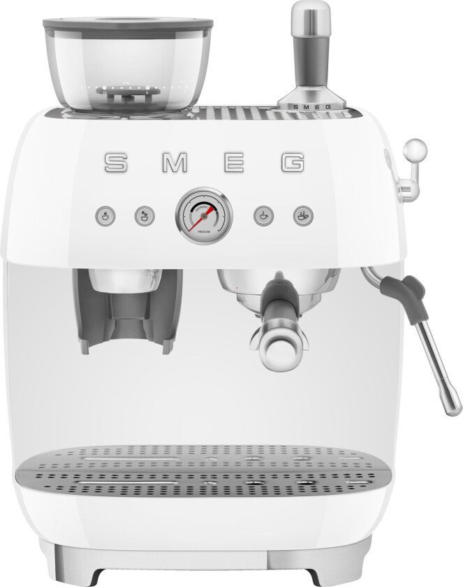 SMEG 50's Style espressomaskin med kaffekvern Hvit