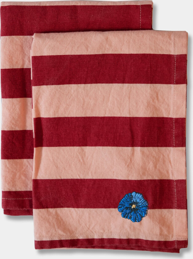 Leya stripe kjøkkenhåndkle 50 x 70 cm 2-pakning Rød-rosa