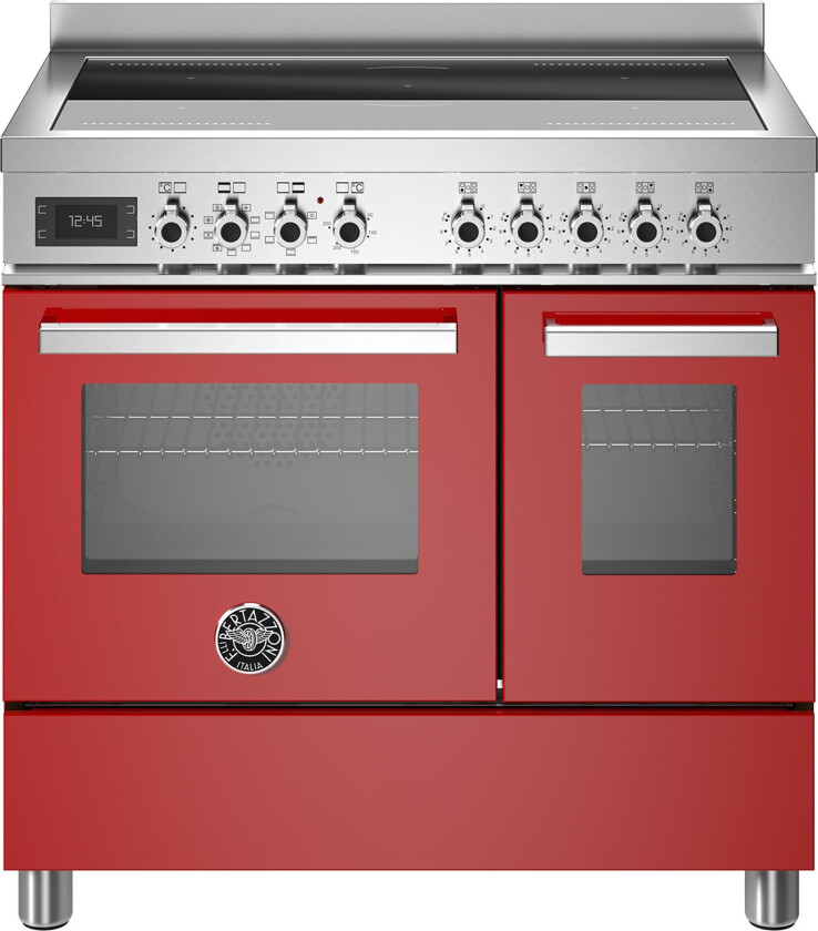 PRO95I2EROT Professional induksjonskomfyr med dobbelovn 90 cm, Rød