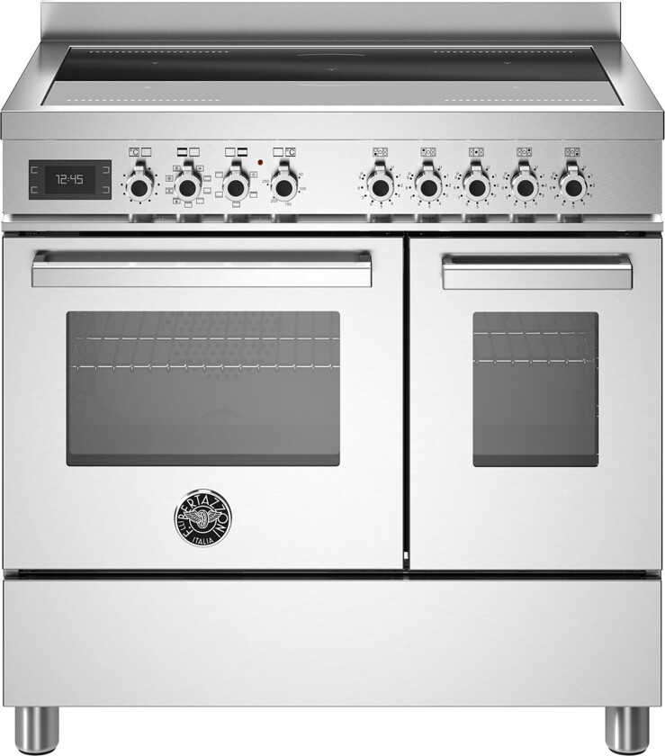 PRO95I2EXT Professional induksjonskomfyr med dobbelovn 90 cm, Rustfritt Stål