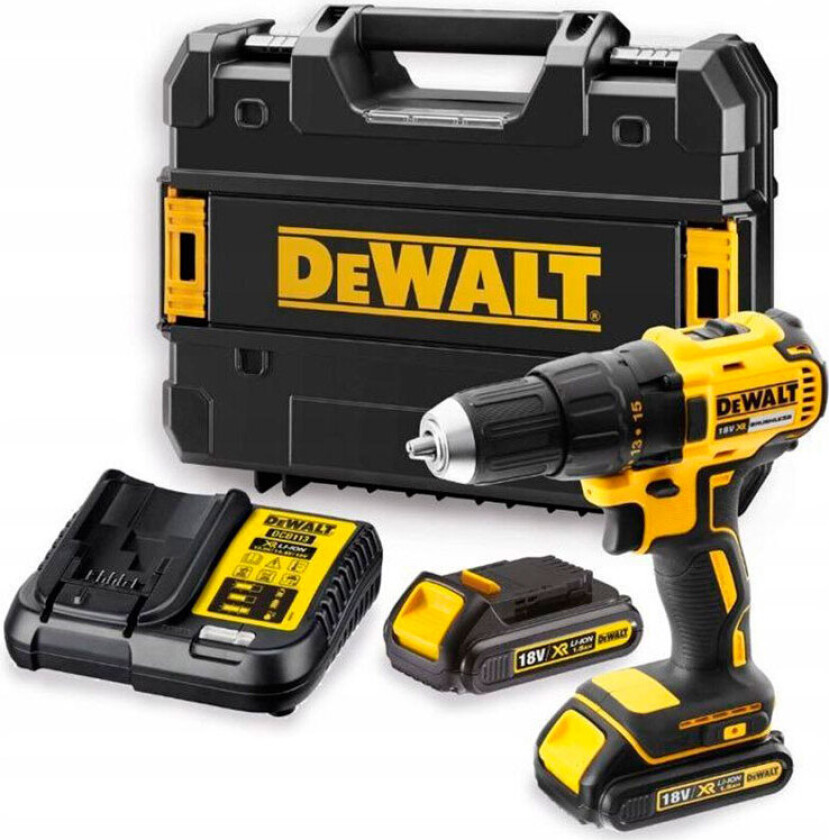 Dewalt Drill Børsteløs  Xr 18v Dcd777s2t, 2x1,5ah Batterier , Variabel Hastighet, 13mm Chuck
