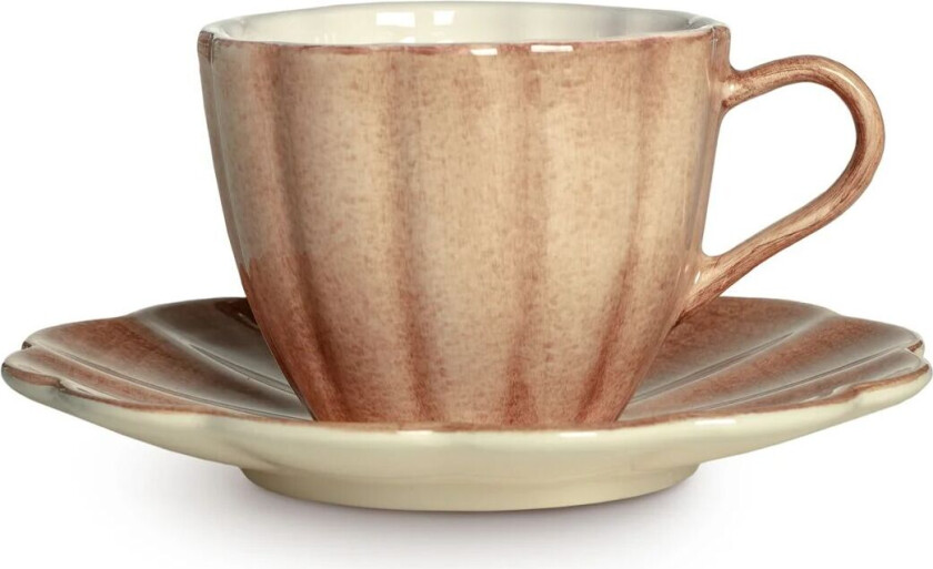 Oyster kopp med fat 25 cl Cinnamon