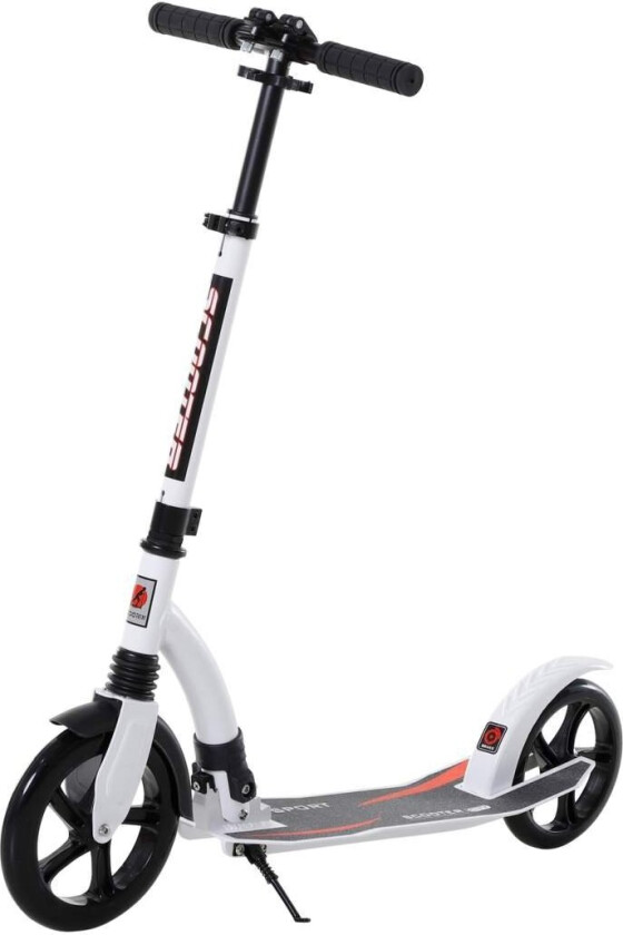 HOMCOM Barnescooter, Sparkesykkel Med Støtdemping, Sparkesykkel, Sammenleggbar Og Høydejusterbar, Fra 14 År, Aluminium, Hvit, 92,5 X 37,5 X 87-101,5 Cm