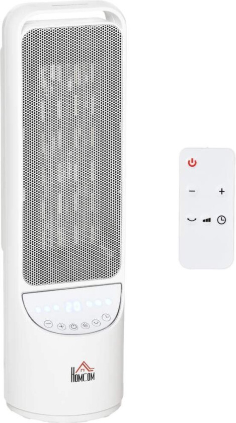 Varmevifte Varmevifte 2000W Elvarmer Keramisk Varmetårn Med Fjernkontroll 12-Timers Timer Oscillasjonsvarmer Plast Hvit Ø15.1X50